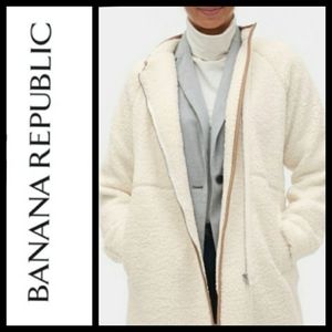 BANANA REPUBLIC SHERPA COAT CREAM TAN X-SMALL WOMENS X-SMALL NWOT